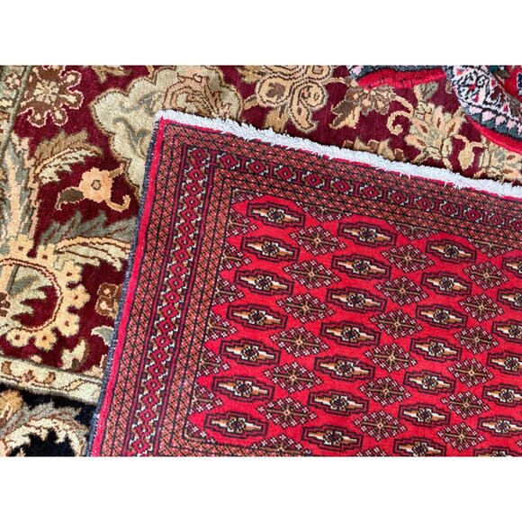 VTG Hand-Knotted All Wool Turkman-Style Oriental Sm Runner Rug Rustic Farmhouse - Picture 6 of 11